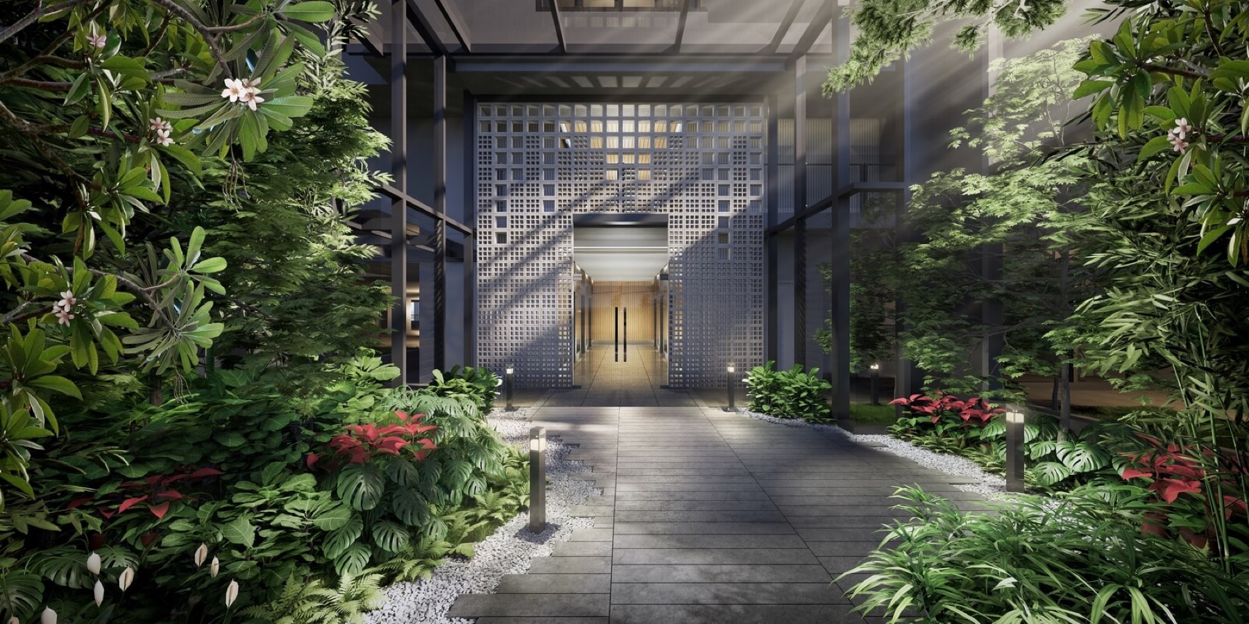 Aster Hill landscaped lobby artist impression